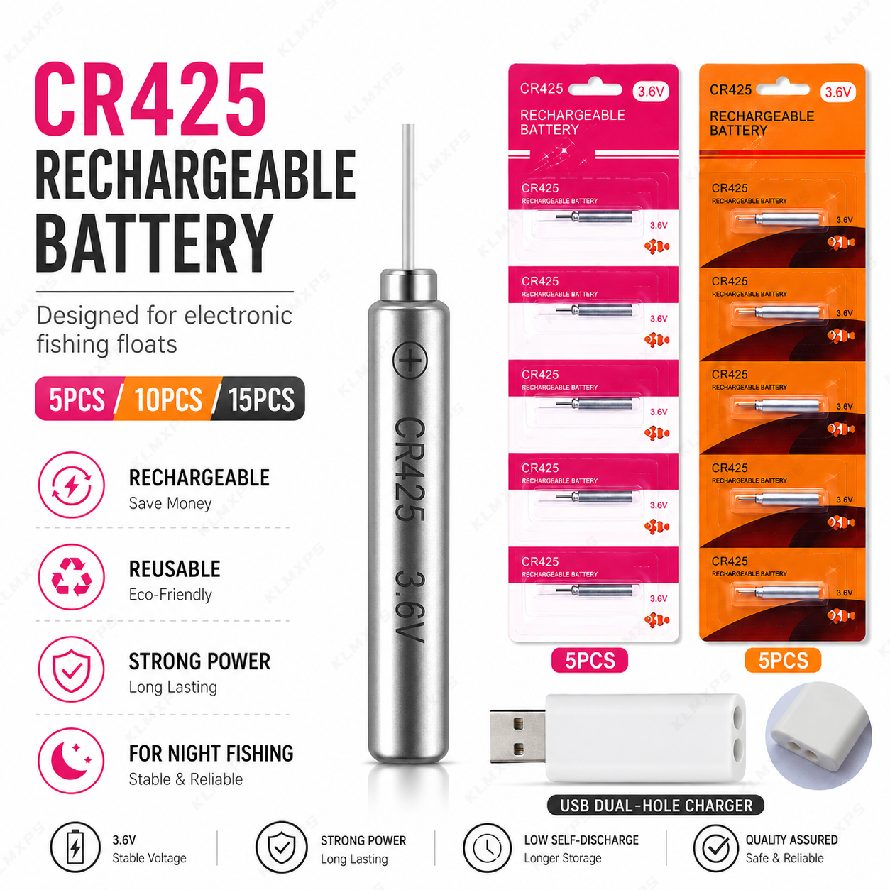 CR425 Rechargeable Battery for - Fish Finder Charger reseña y precio
