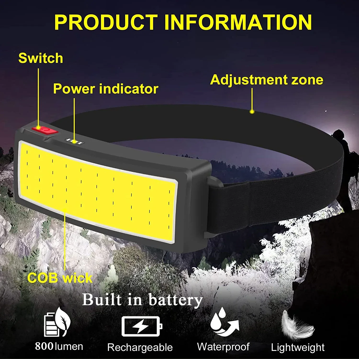 Powerful COB LED Headlamp Type - Fish Finder Battery reseña y precio