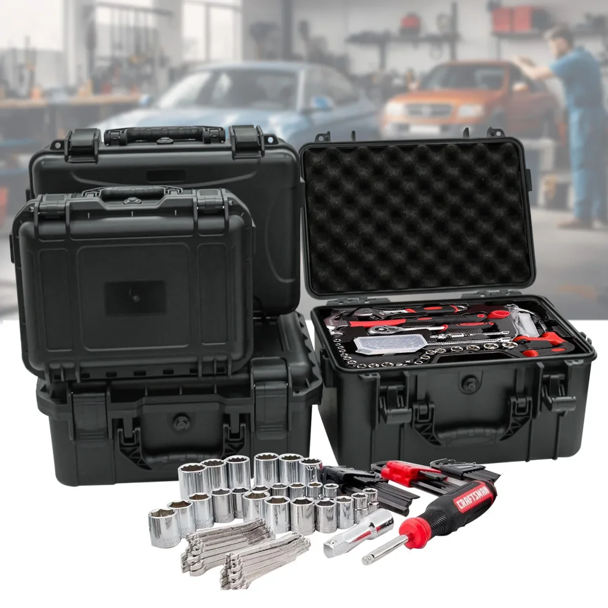 1 portable toolbox with pre cu - Fish Finder Case reseña y precio